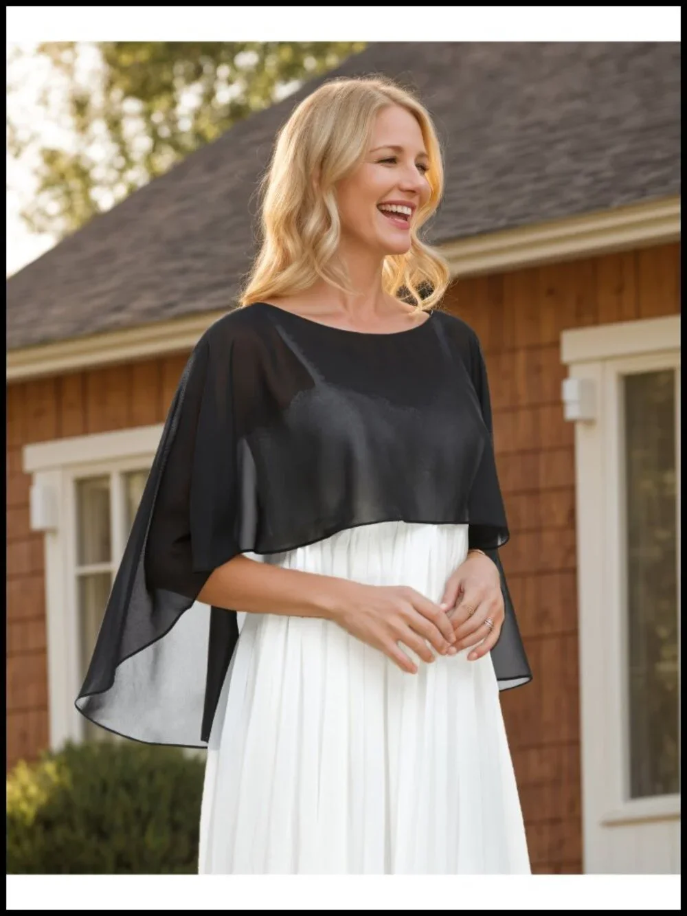 Sheer Chiffon Capelet Shawl Wrap for Evening Dresses Wedding Cover Up